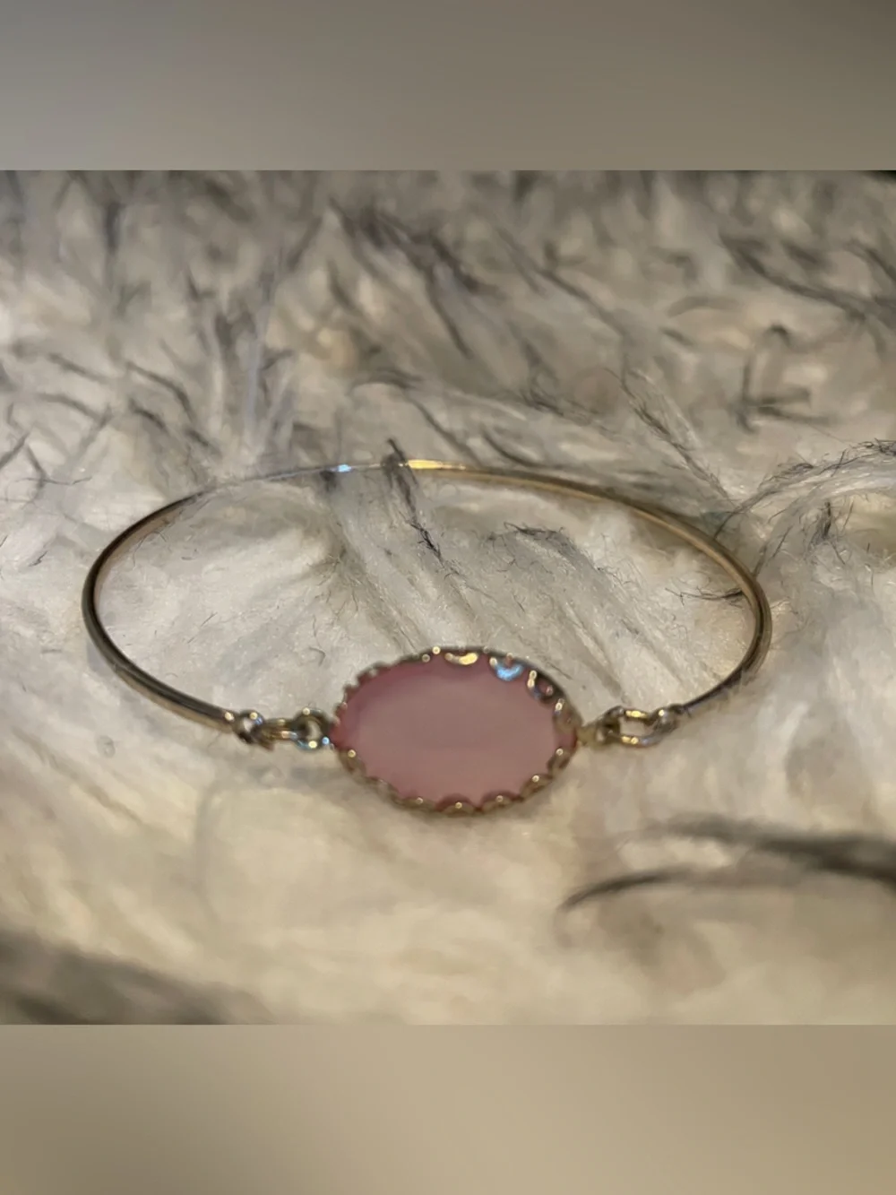 NWOT Silver-Tone Bracelet with Faceted Pink Stone Accent